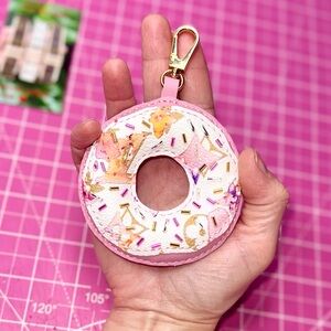 💓 Watercolor Aquarelle Doughnut bag charm handmade